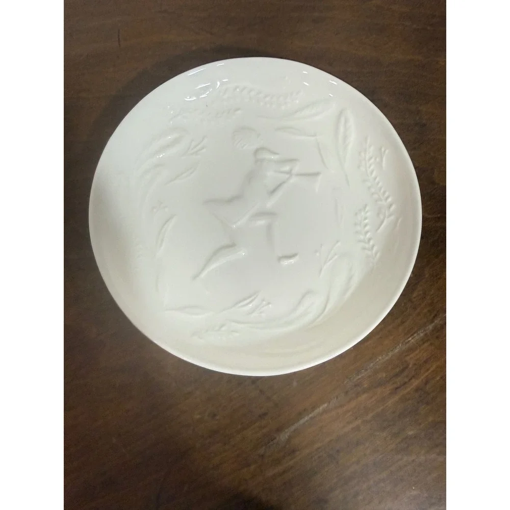 West Elm 12‎ Days of Christmas White Ceramic Dessert Appetizer Plates Embossed